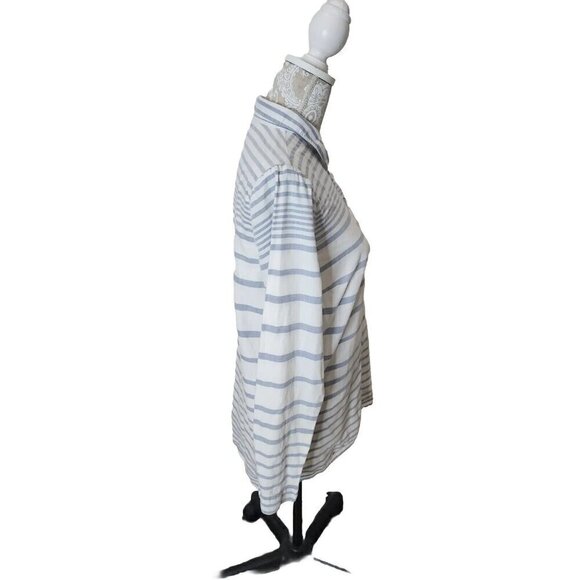 J. Jill Top Tunic Blue & White Striped Long Sleeve Button Cotton Women's Small - Picture 3 of 8